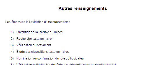 Aide-mémoire testamentaire