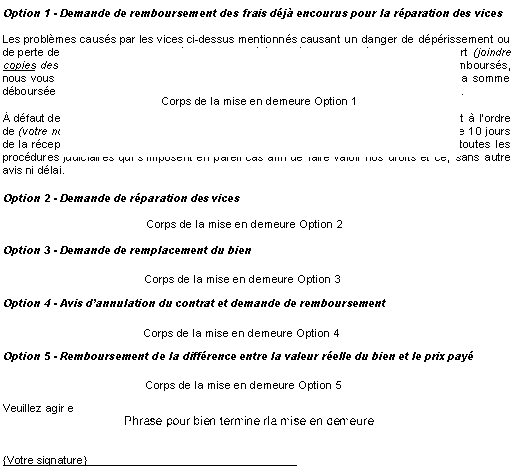 Mise en demeure - Extrait demande de remboursement des frais encourus