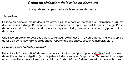 Mise en demeure - Extrait Guide de rdaction