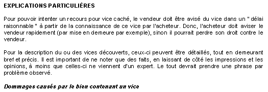 Mise en demeure - Extrait des explications particulires